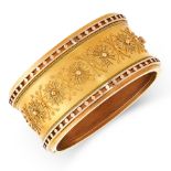 AN ANTIQUE VICTORIAN GOLD CUFF BANGLE, BARNET HENRY JOSEPH & CO 1882 in 15ct yellow gold, the band