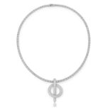 A DIAMOND PENDANT NECKLACE, CHANEL in 18ct white gold, comprising a single row of round cut