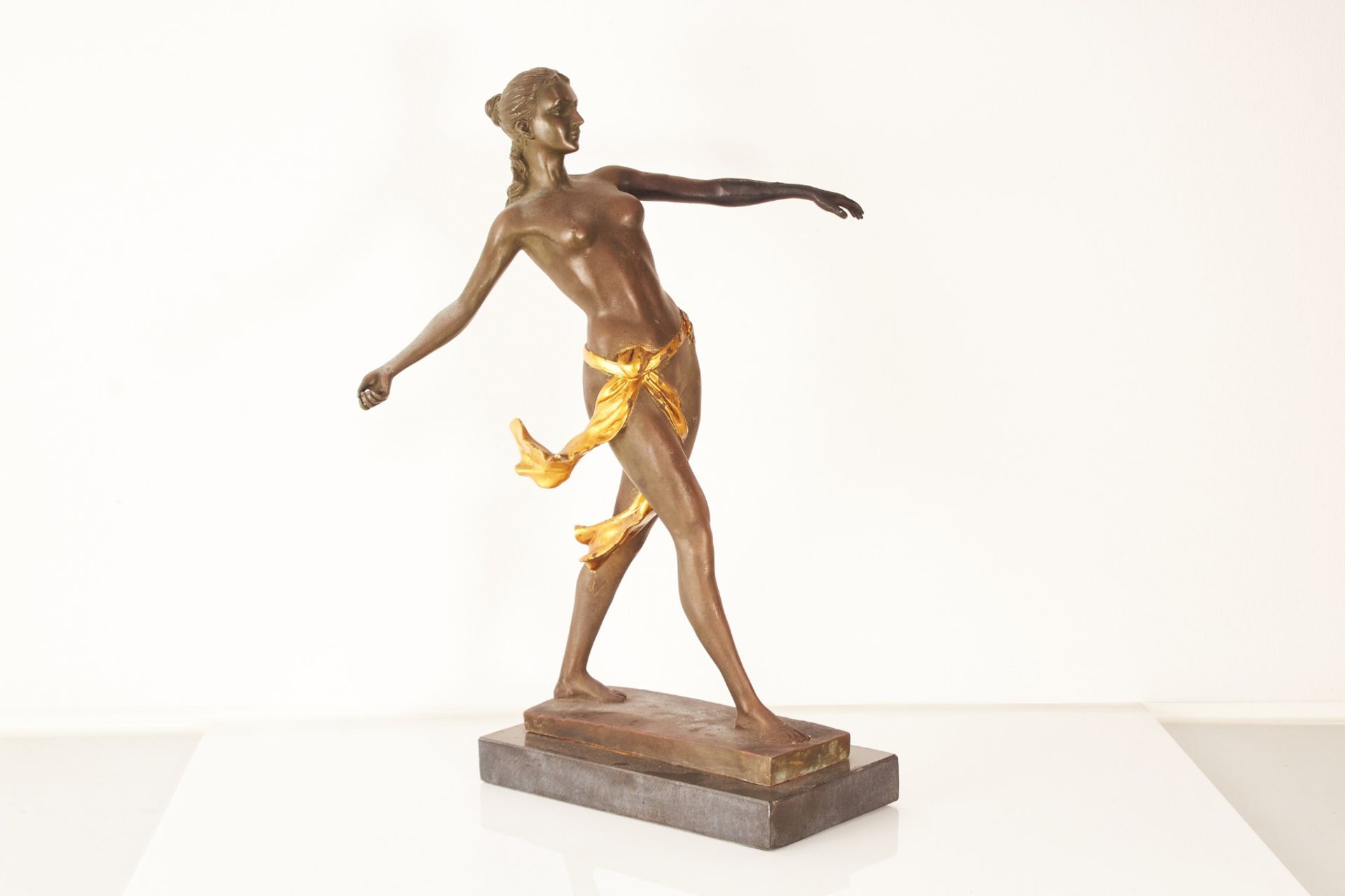 A 20th century spelter sculpture of Dianna the huntress or an Amazonian warrior