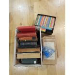 A MIXED BOX OF VARIOUS BOOKS AND JIGSAW PUZZLES