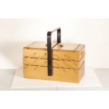 A 20th century lacquered wood concertina sewing casket