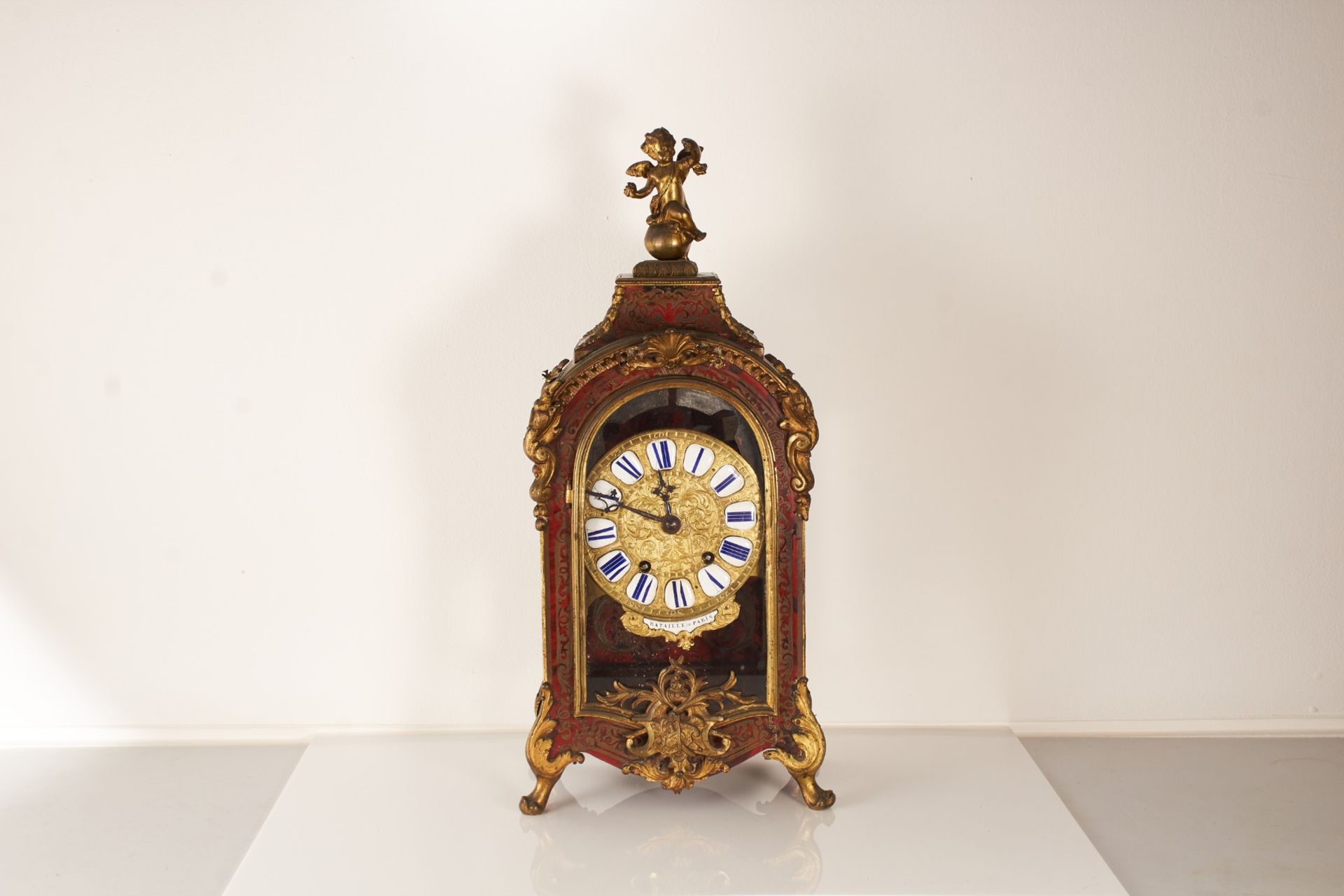 A 19th century French tortoiseshell and gilt bronze mounted Boulle style bracket clock, circa 1860
