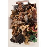 A large selection of die cast lead figures of animals and figures