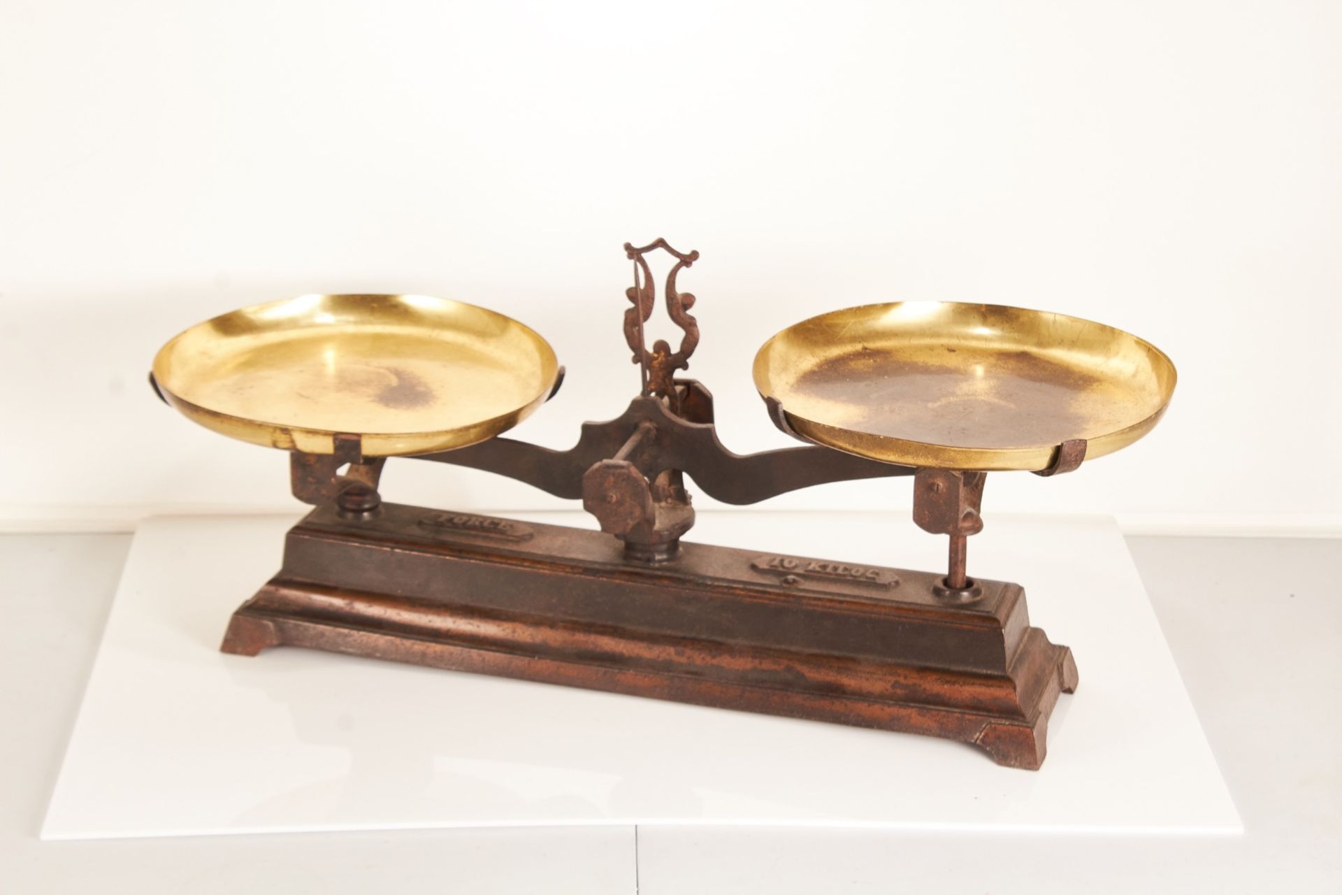 A 20th century set of cast iron weighing scales, probably American