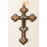 An early 20th century Italian micro mosaic devotional cross, Rome circa 1900