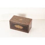 A mid-19th century French or English Boulle style inlaid tortoiseshell tea caddy, circa 1860