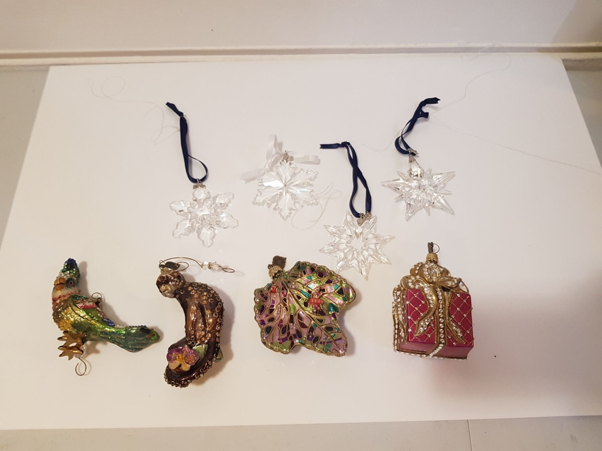 A selection of vintage and modern Christmas tree ornaments