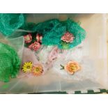 A BOX OF VARIOUS CERAMIC FLOWER MODELS AF