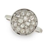 A DIAMOND CLUSTER RING, EARLY 20TH CENTURY in platinum, the circular face set with a cluster of