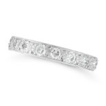 A DIAMOND ETERNITY RING in platinum, designed as a band set with a single row of round cut