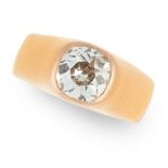 A DIAMOND GYPSY RING in 18ct yellow gold, the plain band set with an old cut diamond of 1.45 carats,