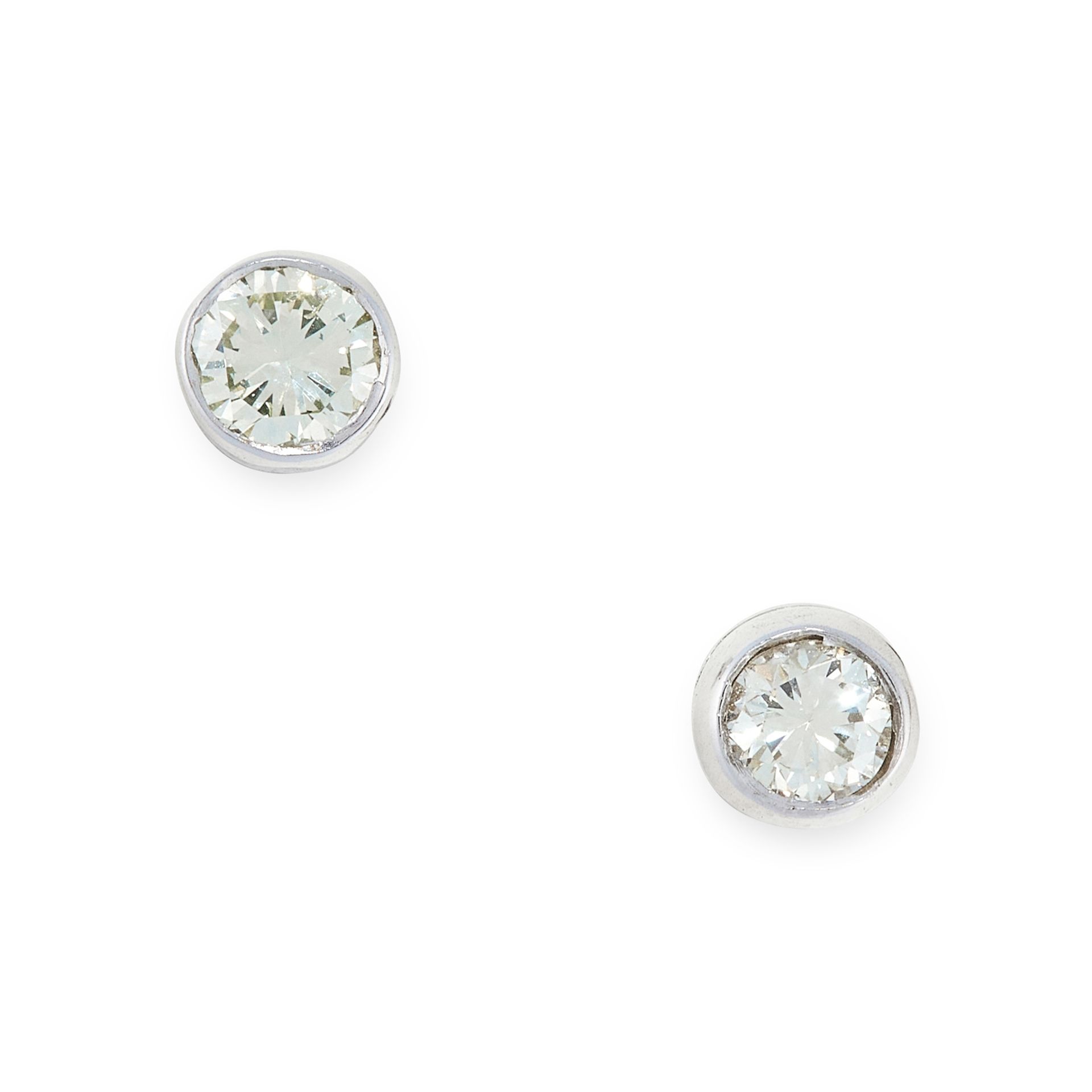 A PAIR OF DIAMOND STUD EARRINGS in 18ct white gold, set with round cut diamonds, all totalling 0.