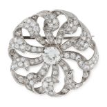 A DIAMOND BROOCH, EARLTY 20TH CENTURY of circular design, set with a central old cut diamond of 0.88
