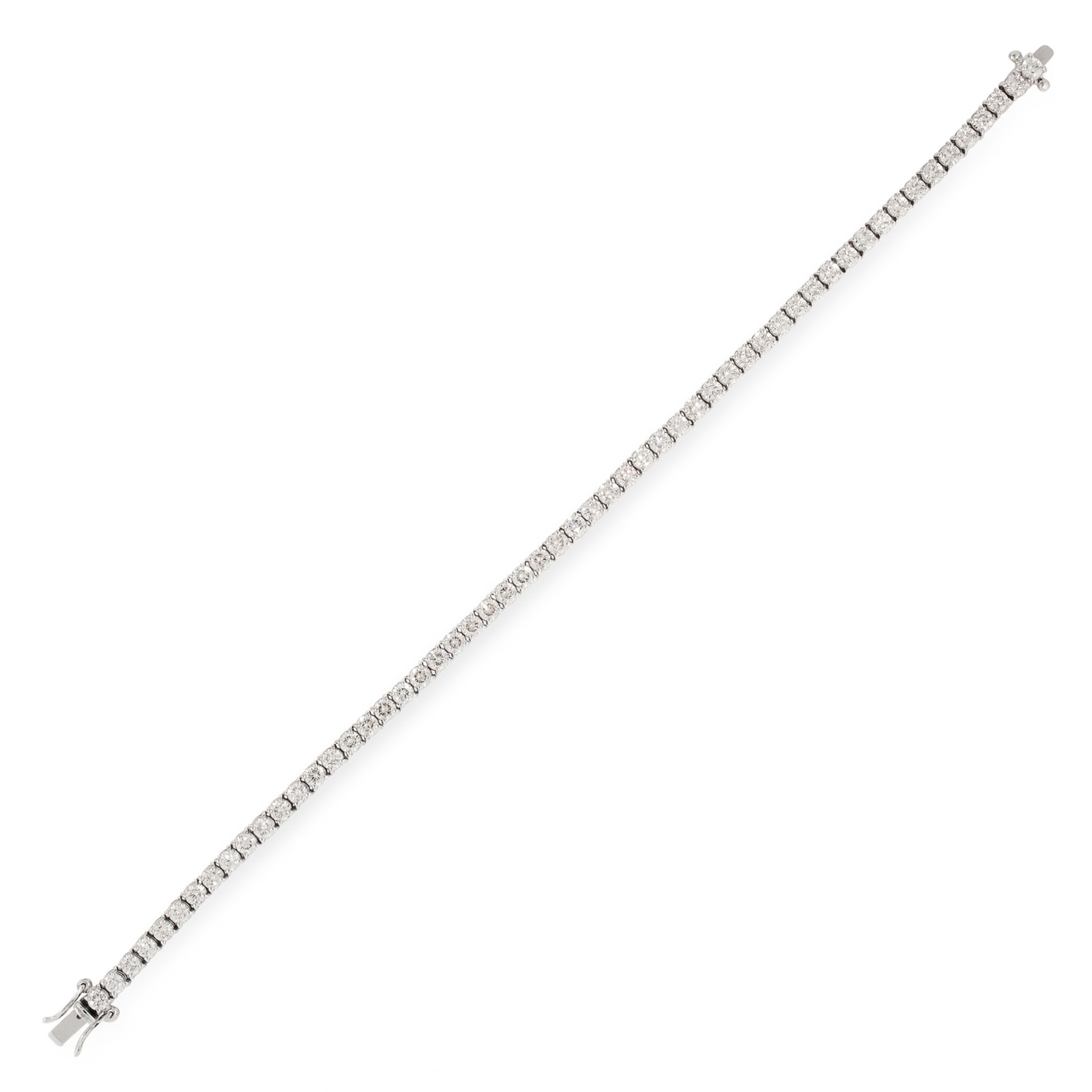 A 4.97 CARAT DIAMOND LINE BRACELET in 18ct white gold, comprising a single row of sixty-one round
