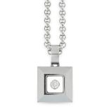 A HAPPY DIAMONDS PENDANT AND CHAIN, CHOPARD in 18ct white gold, the square face is set with a