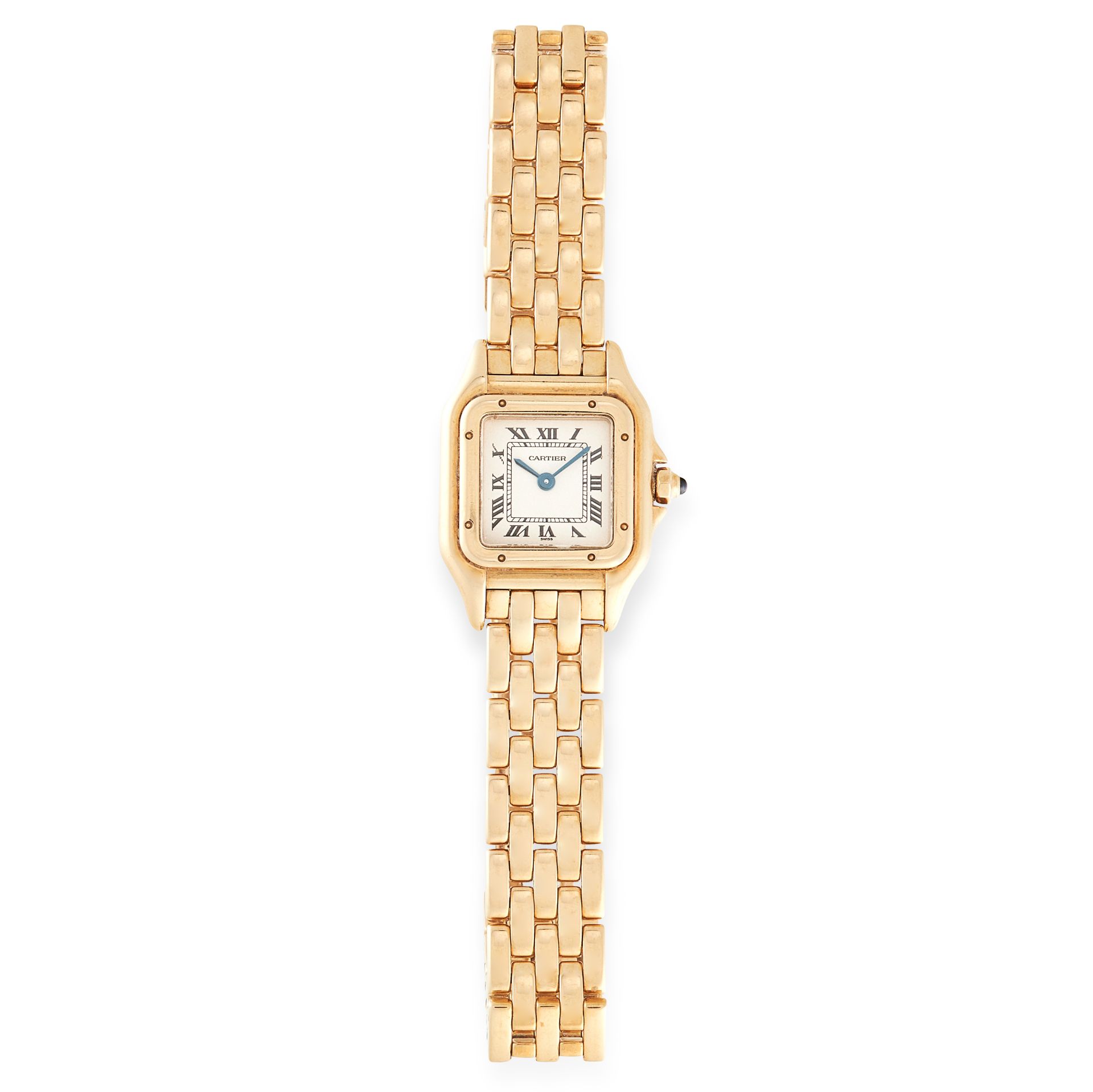 A LADIES PANTHERE DE CARTIER WRIST WATCH, CARTIER in 18ct yellow gold, the face with Roman numerals, - Bild 2 aus 3