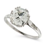 A 2.74 CARAT SOLITAIRE DIAMOND RING set with an old European cut diamond of 2.74 carats, unmarked,