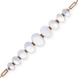 AN ANTIQUE MOONSTONE BRACELET, CIRCA 1900 in yellow gold, comprising a single row of nine