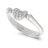 A DIAMOND BEAN RING, ELSA PERETTI FOR TIFFANY & CO in platinum, the central bean motif set with
