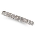 AN ART DECO DIAMOND ETERNITY BAND RING in platinum, set with a single row of round single cut