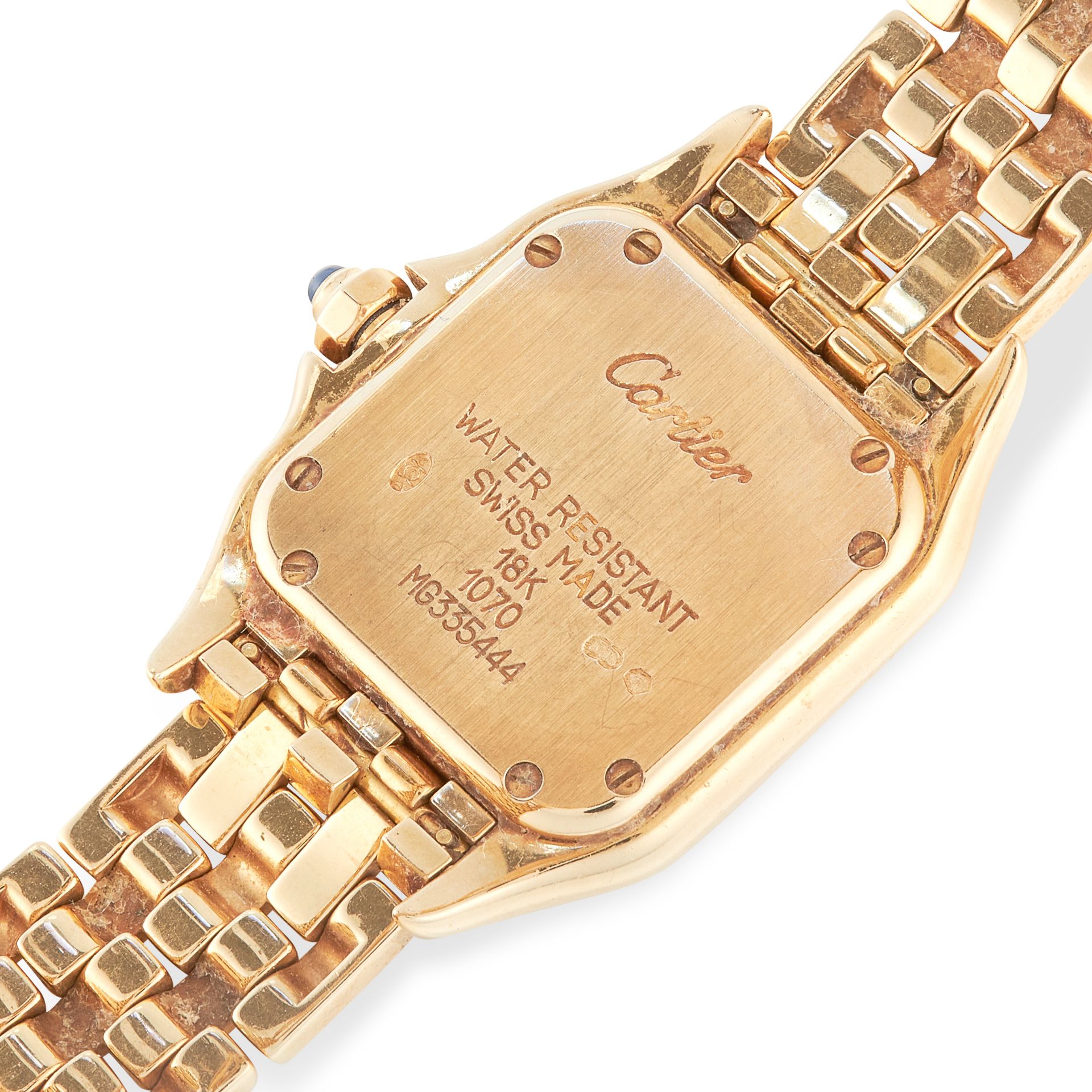 A LADIES PANTHERE DE CARTIER WRIST WATCH, CARTIER in 18ct yellow gold, the face with Roman numerals, - Bild 3 aus 3