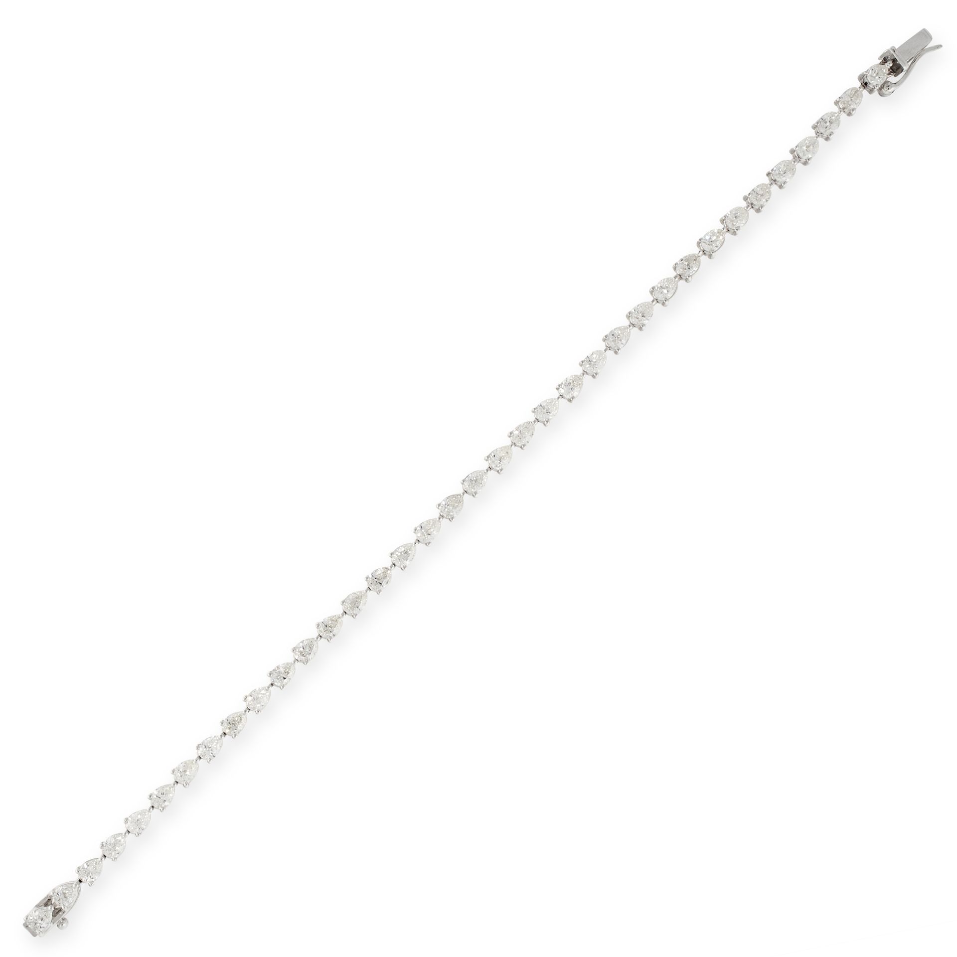 A 5.33 CARAT DIAMOND LINE BRACELET in 18ct white gold, comprising a single row of thirty-six pear - Bild 2 aus 2