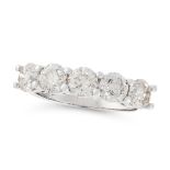 A DIAMOND FIVE STONE RING in 18ct white gold, set with a row of five round cut diamonds totalling