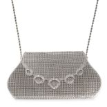 A VINTAGE DIAMOND EVENING BAG / PURSE, PIAGET in 18ct white gold, the tapering body formed of