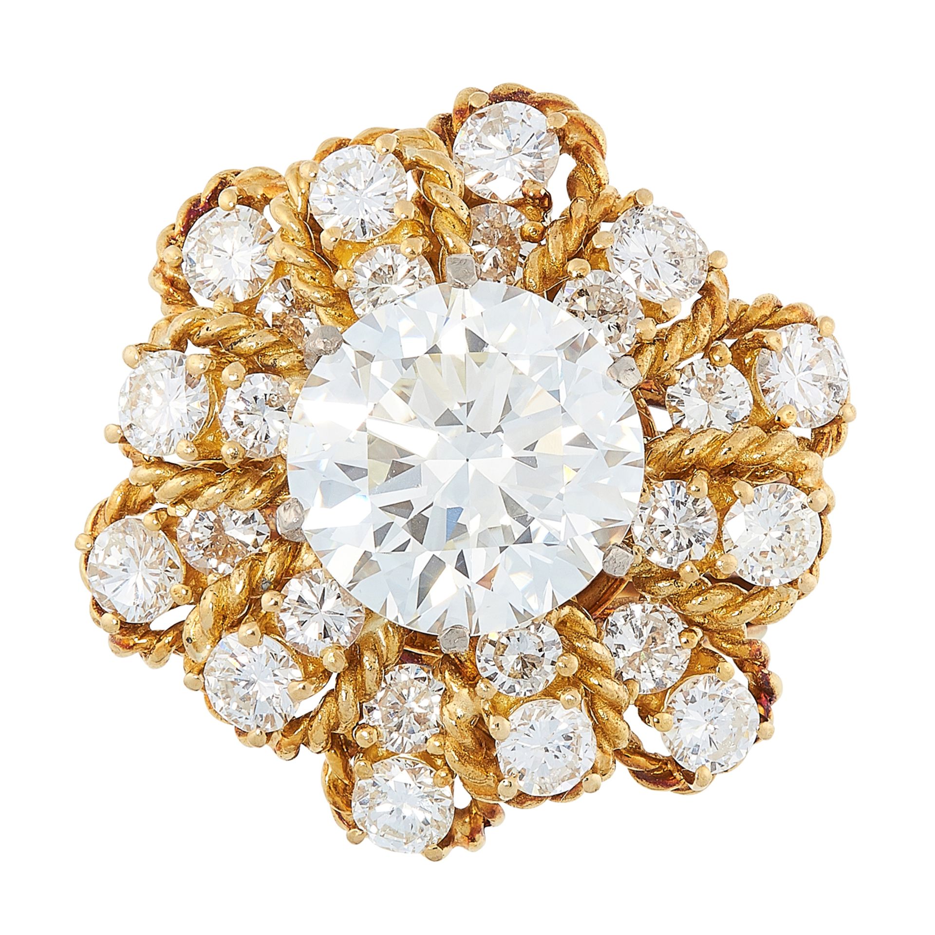 A VINTAGE 4.76 CARAT DIAMOND RING, BEN ROSENFELD 1964 in 18ct yellow gold, set with a central - Bild 2 aus 4