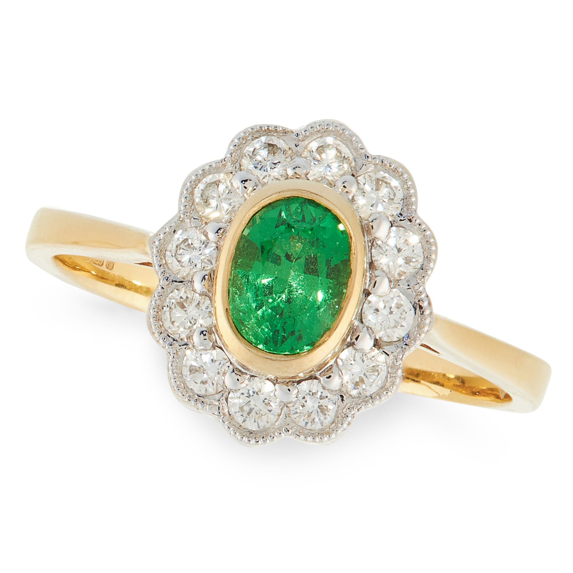 A GREEN GARNET AND DIAMOND DRESS RING in 18ct yellow gold, set with an oval cut green garnet - Image 2 of 2