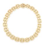 A VINTAGE GENTIANE NECKLACE, CARTIER in 18ct yellow gold, comprising rows of alternating articulated