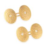 A PAIR OF DIAMOND CUFFLINKS, EARLY 20TH CENTURY in 18ct yellow gold, each formed of two oval faces