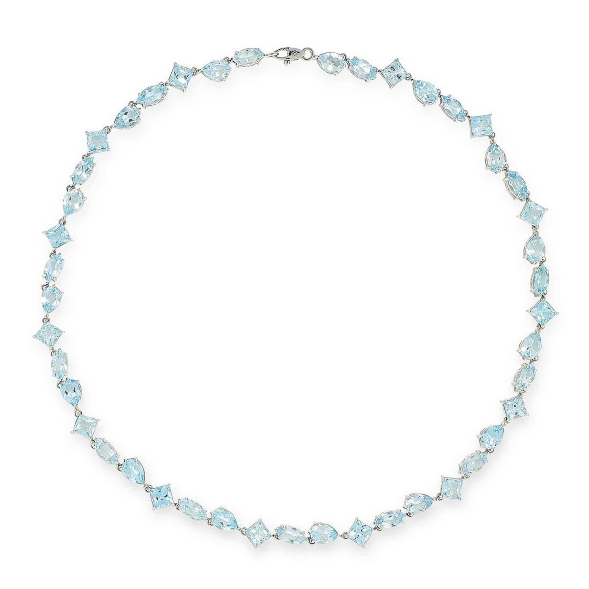AN AQUAMARINE NECKLACE, H STERN in 18ct white gold, comprising a single row of forty-four - Image 2 of 2