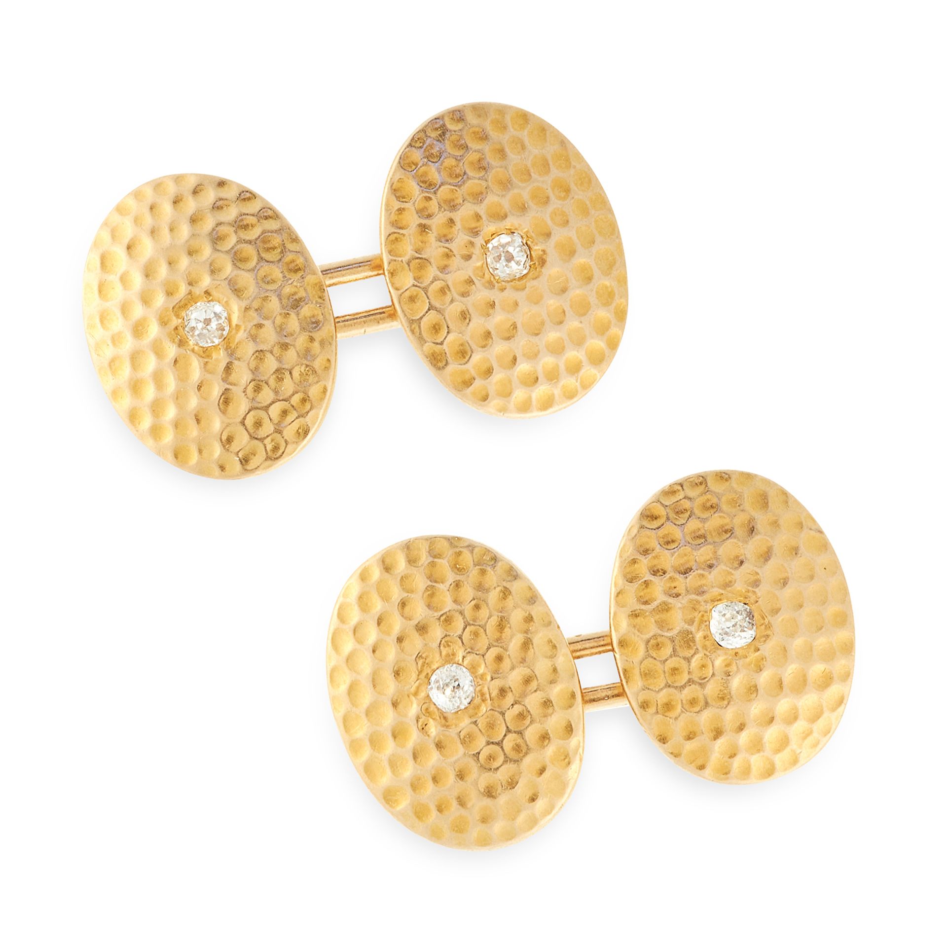 A PAIR OF DIAMOND CUFFLINKS, EARLY 20TH CENTURY in 18ct yellow gold, each formed of two oval faces - Image 2 of 2