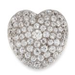 AN ANTIQUE DIAMOND HEART BROOCH, CIRCA 1900 in yellow gold, designed as a heart, jewelled allover to