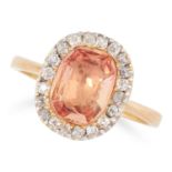 AN ANTIQUE IMPERIAL TOPAZ AND DIAMOND RING, 19TH CENTURY in yellow gold and silver, set with.a