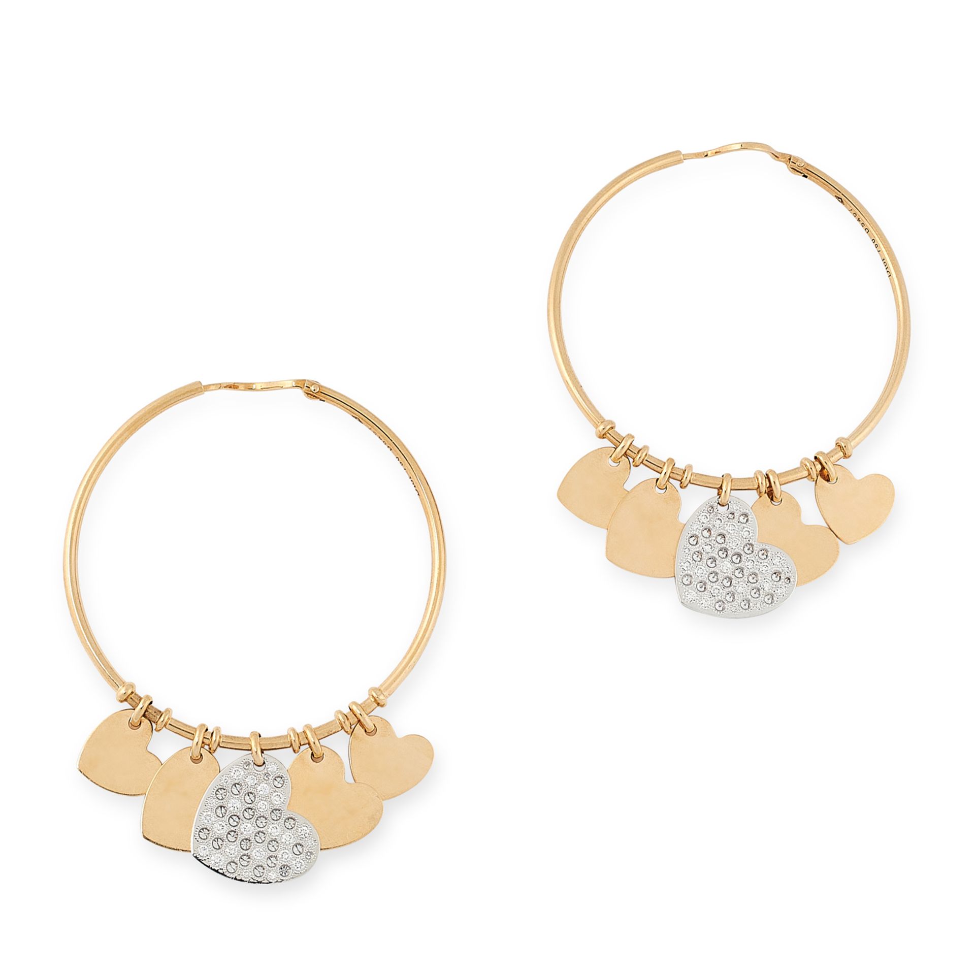 A PAIR OF DIAMOND HOOP EARRINGS, DIOR in 18ct yellow gold, each designed as a large open hoop