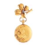 AN ART NOUVEAU SAPPHIRE AND DIAMOND BROOCH/ POCKET WATCH in 18ct yellow gold, in circular design,