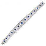 AN ART DECO SAPPHIRE AND DIAMOND BRACELET, CIRCA 1930 the tapering body formed of articulated links,
