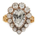 AN ANTIQUE DIAMOND DRESS RING, 19TH CENTURY in 18ct yellow gold and silver, set with a principal