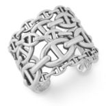 A CHAINE D'ANCRE CUFF BANGLE, HERMES in silver, the body formed of rows of interlocking mariner link