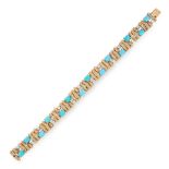 A VINTAGE TURQUOISE AND DIAMOND BRACELET, ANDRE VASSORT CIRCA 1955 in 18ct yellow gold and platinum,
