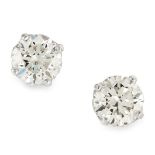 A PAIR OF 4.02 CARAT DIAMOND STUD EARRINGS in 18ct white gold, each set with a round cut diamond,