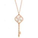 A VICTORIA DIAMOND KEY PENDANT AND CHAIN, TIFFANY & CO in 18ct yellow gold, the pendant designed