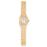 A LADIES PANTHERE DE CARTIER WRIST WATCH, CARTIER in 18ct yellow gold, the face with Roman numerals,