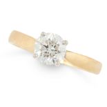 A 1.05 CARAT SOLITAIRE DIAMOND RING in 18ct yellow gold, set with a round cut diamond of 1.05