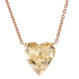 A HEART CUT DIAMOND PENDANT AND CHAN in 18ct rose gold, set with a heart cut diamond of