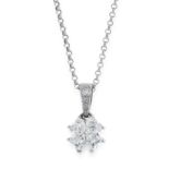 A DIAMOND PENDANT AND CHAIN in 18ct white gold, the pendant set with four heart shaped brilliant cut