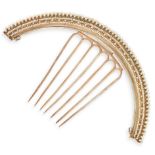 AN ANTIQUE PEARL HAIRCOMB / TIARA the curved body with wirework and beaded decoration, accented by