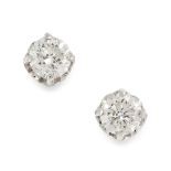 A PAIR OF 1.30 CARAT DIAMOND STUD EARRINGS in 18ct white gold, set with round cut diamonds totalling